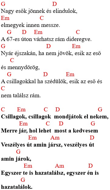 Republic akkordok és zeneszöveg 1