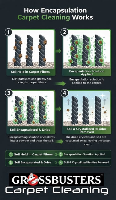 Grossbusters encapsulation carpet cleaning infographic