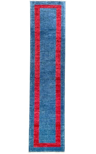 BLUE RED RUNNER - 322cm x 76cm (10'6 x 2'6) - HALL RUNNERS - ARTISAN CARPET