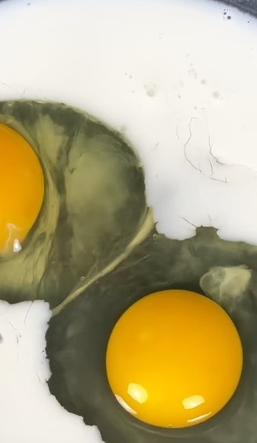 Whisk the eggs with the almond milk