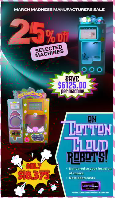 fairy floss robot vending machine sale flyer