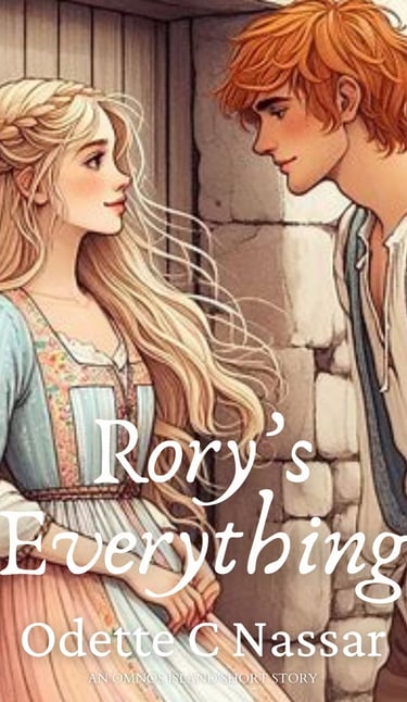 cover of short story, young blonde woman and red headed man standing in doorway