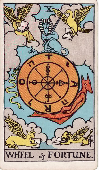 Wheel of Fortune tarot card meaning – cycles, fate, and turning points.