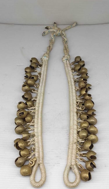 "Handcrafted tribal anklet pair with large bells–traditional foot accessory-Globally demanded"