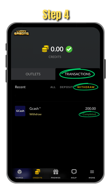 step 4 of how to cash out at phsabong
