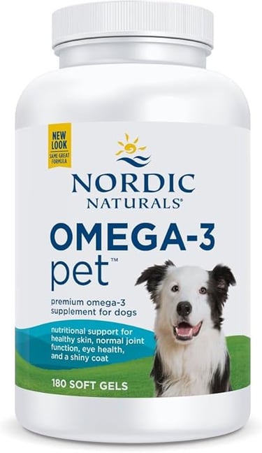Nordic Naturals Omega-3 Pet soft gels – omega-3 fish oil with EPA & DHA for dogs’ heart, skin, coat, and immune support