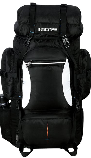 black hiking bags with white fabric design in premium fabric