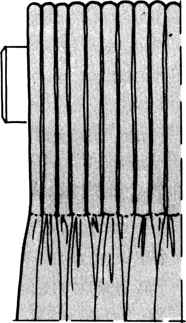 Schéma représentant une tête de rideaux flamande haute