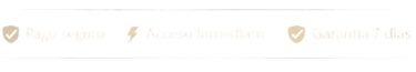 Iconos de pago seguro, acceso inmediato y garantía de 7 días sobre fondo oscuro.