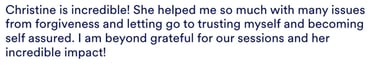 Client testimonial describing how RTT helped with forgiveness, letting go and becoming self-assured