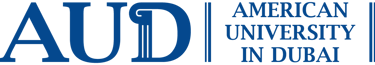 American University in Dubai (AUD) logo in blue font on green background, symbolizing theinstitution