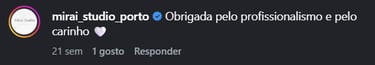 opinião da nossa cliente que permitiu nós fazer a decoração do seu studio