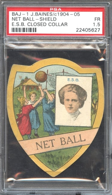 1904-05 J. Baines Shield Net Ball E.S.B. Closed Collar Rare Basketball Card