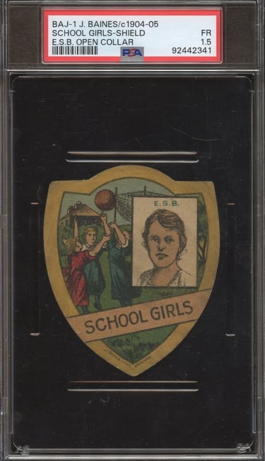 1904-05 J. Baines Shield School Girls E.S.B. Open Collar Rare Basketball Card