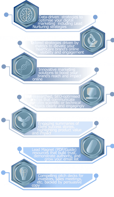 A series of icons demonstrating the services that Valravn Studios offers