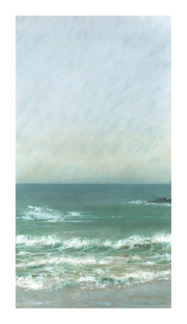 Pastel sec sur papier 20 × 37 cm - Plage du Sillon - © Eric Durant