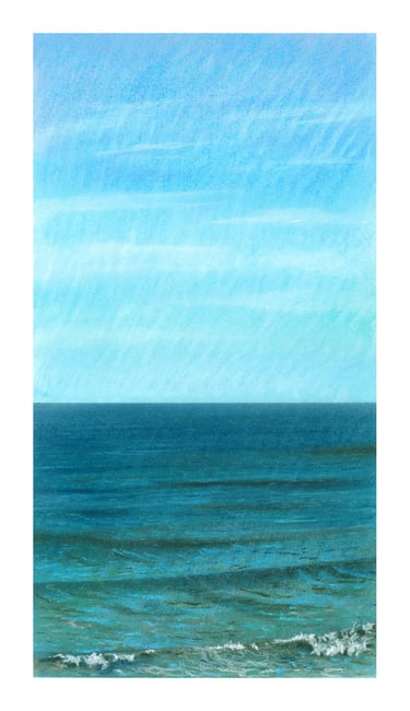 Dessin au pastel sec représentant la Plage du Sillon à Saint-Malo