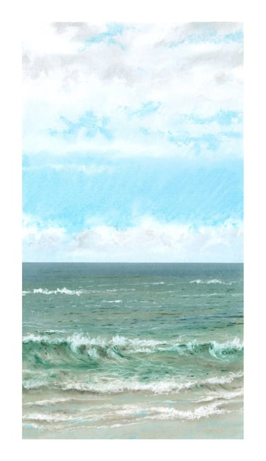 Dessin au pastel sec représentant la Plage du Sillon à Saint-Malo