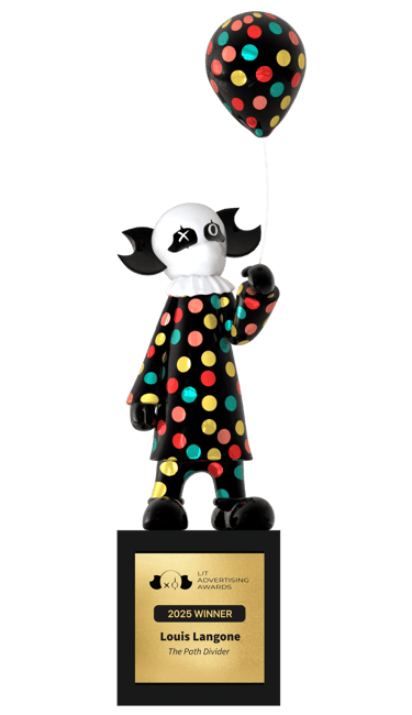 LIT Advertising Awards trophy with winner plaque for The Path Divider – Louis Langone