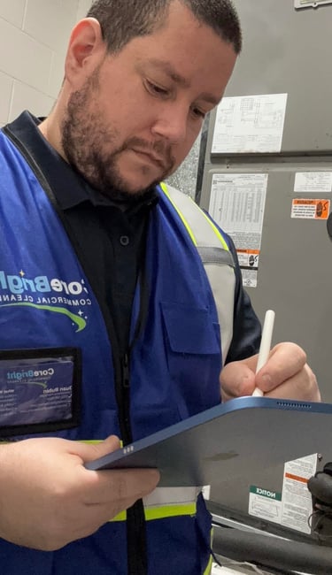 CoreBright Cleaner making supply list for customer.