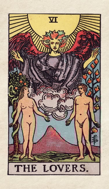 The Lovers: Symbolizes relationships, choices, and aligning with values.