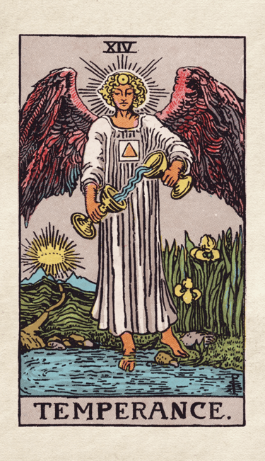 Temperance: Symbolizes balance, moderation, and finding harmony.