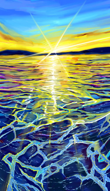 landscape painting  of sun rise made using photoshop