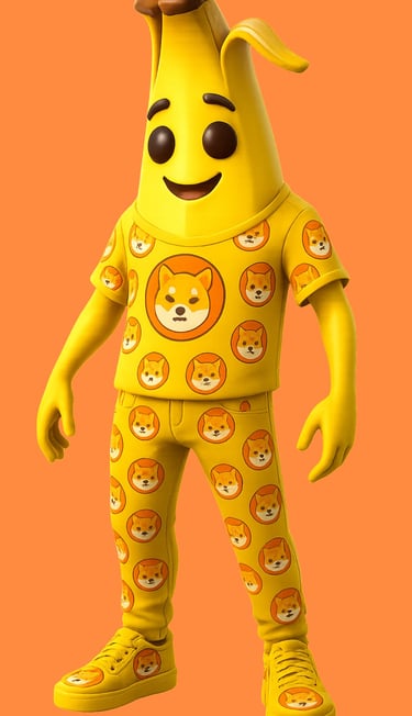 a banana banana character in a yellow shirt and yellow pants