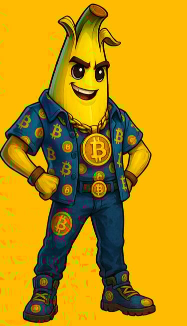 a banana banana with bitcoin on it