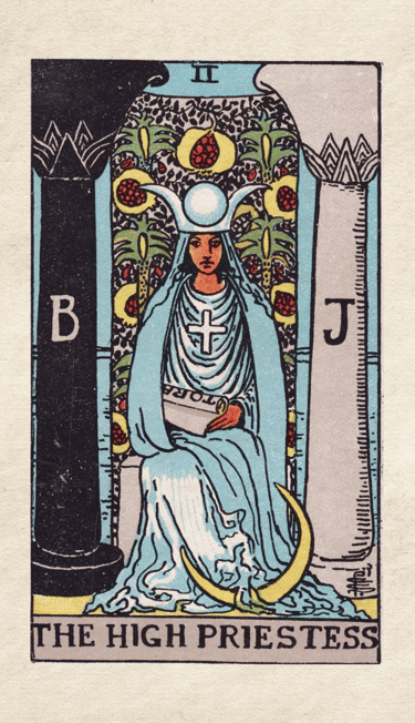The High Priestess: Represents intuition, mystery, and inner wisdom.