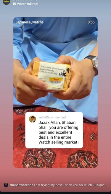 Review of Customer on shaban watches shop