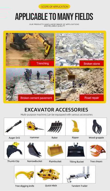 Brand New 37000kg HW-380 Crawler Excavator description, features and excavator attachment image