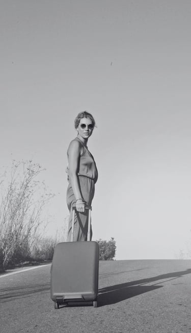 a woman with a suitcase