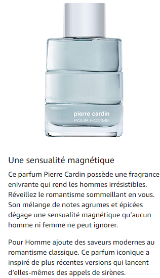 flacon de parfum avec description