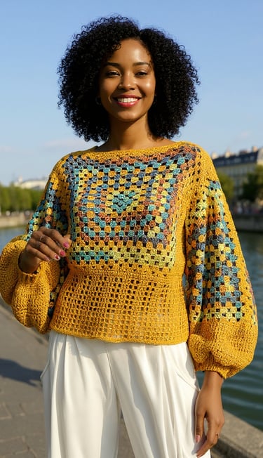 Pull au crochet fait main Labyrintho de Cachalabibi