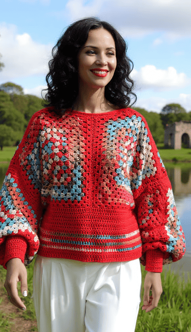 Pull au crochet fait main Rosso de Cachalabibi