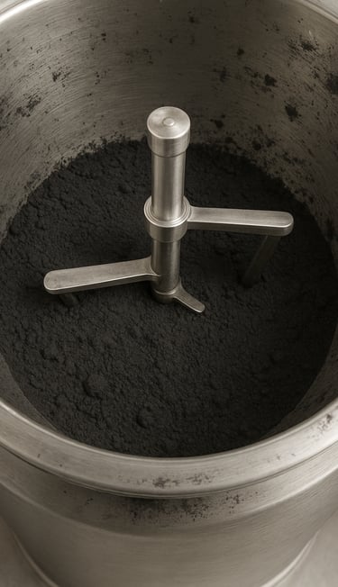 Black mate barn paint being produced in a melting pot