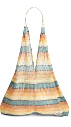 a woman's handbag with a multicolored striped bag