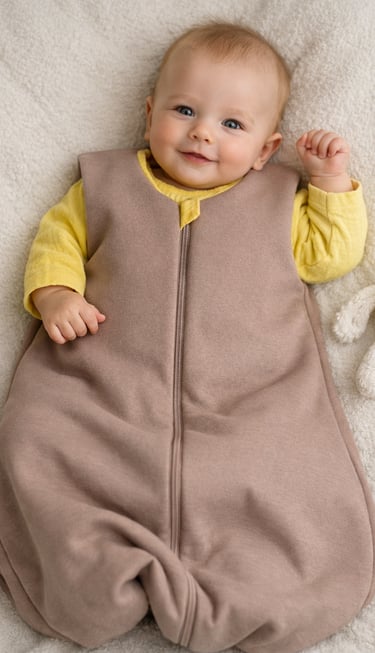 kūdikis su miegmaišiu