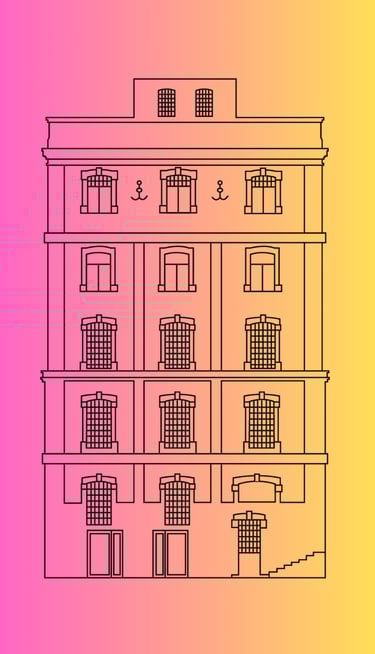 Das stilisierte Bild der Häuserfassade des LOT