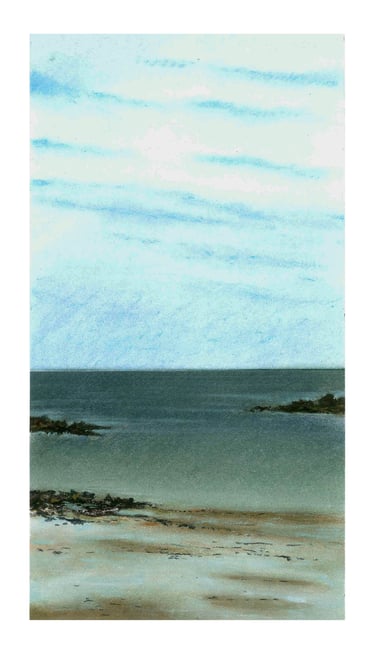 Dessin au pastel sec représentant la Plage du Sillon à Saint-Malo