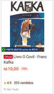 livro o covil kafka barato