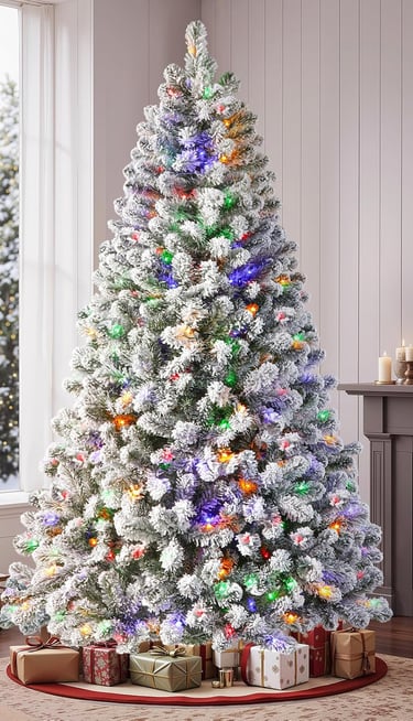 a christmas tree with a christmas tree in the middle of a living room