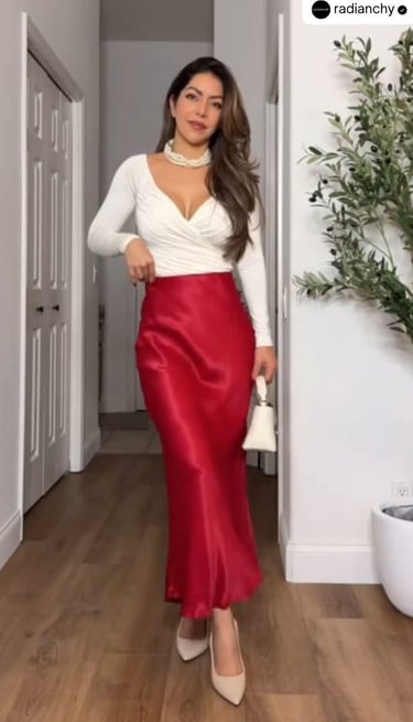 Red Satin Skirt