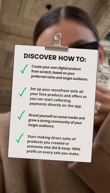 Burnout Business Course – learn how to create digital products, set up an online shop, build a community, and use direct sale