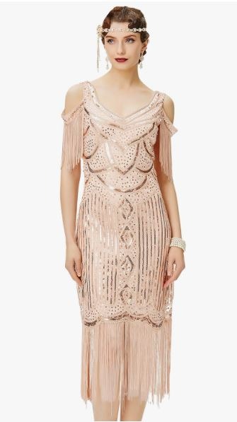 BABEYOND Womens 1920s Flapper Dress Vintage Long Fringe Dress Roaring 20s Sequins Beaded Dress