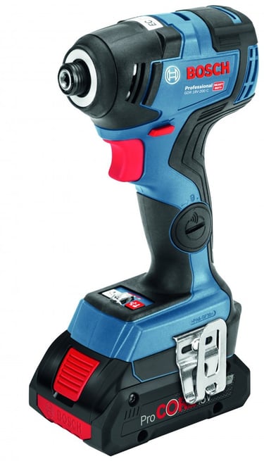 Bosch Professional GDR 18V-200 C cordless impact driver with ProCORE18V battery.