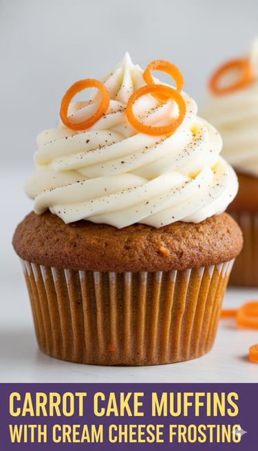 CARROT CAKE MUFFINS WITH CREAM CHEESE FROSTING
