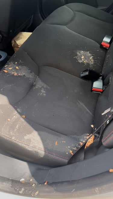 Voiture intérieur siège sale