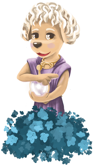 Illustration of Carey the doggie girl in the Blue Forest